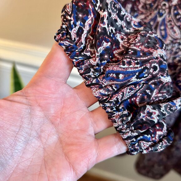 Joie Amedeo Silk Blouson Paisley Dress with Shirred Waist and Lace Yoke Size XS - Picture 12 of 14